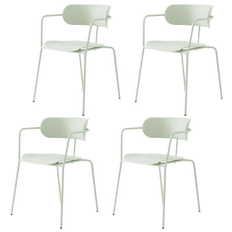 Industrial Style Kitchen Dining Chairs Dining Stackable Arm Chairs with Metal Legs (Set of 4) Green Clearhalo ' kitchen&dining_furn' 'Dining Chairs' 'Dining Tables & Seating' 'dining_chair' 'furn' 'furn_dining_chair' 'Furniture' 'furniture_dining_chair' 'Kitchen & Dining Furniture' 'kitchen' 3999045
