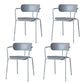 Industrial Style Kitchen Dining Chairs Dining Stackable Arm Chairs with Metal Legs (Set of 4) Grey Clearhalo ' kitchen&dining_furn' 'Dining Chairs' 'Dining Tables & Seating' 'dining_chair' 'furn' 'furn_dining_chair' 'Furniture' 'furniture_dining_chair' 'Kitchen & Dining Furniture' 'kitchen' 3999049