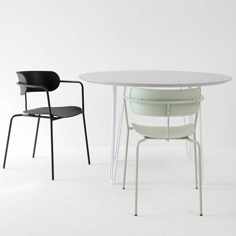 Industrial Style Kitchen Dining Chairs Dining Stackable Arm Chairs with Metal Legs (Set of 4) Clearhalo ' kitchen&dining_furn' 'Dining Chairs' 'Dining Tables & Seating' 'dining_chair' 'furn' 'furn_dining_chair' 'Furniture' 'furniture_dining_chair' 'Kitchen & Dining Furniture' 'kitchen' 3999050