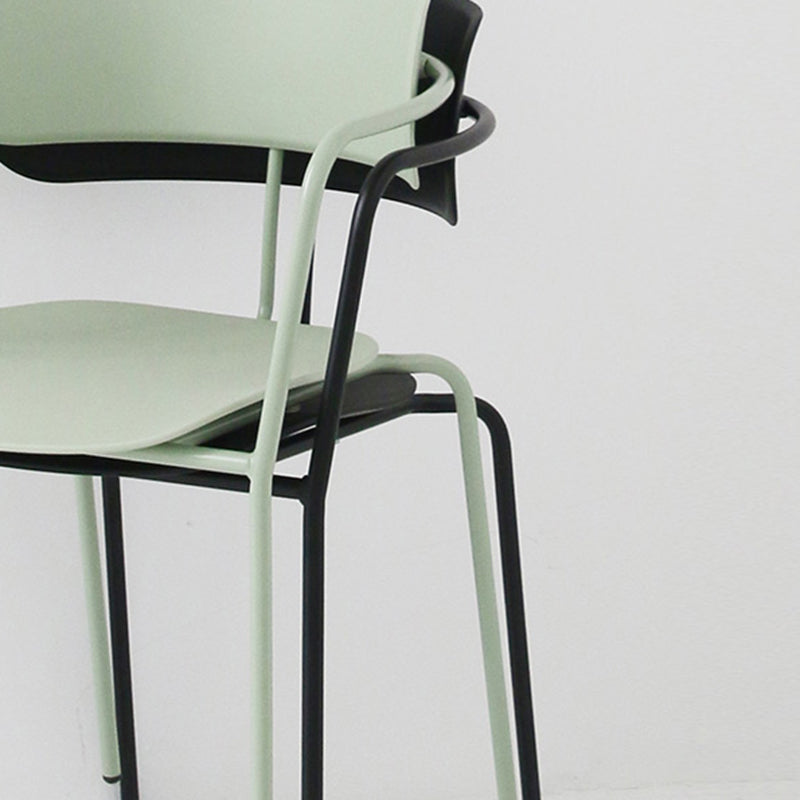 Industrial Style Kitchen Dining Chairs Dining Stackable Arm Chairs with Metal Legs (Set of 4) Clearhalo ' kitchen&dining_furn' 'Dining Chairs' 'Dining Tables & Seating' 'dining_chair' 'furn' 'furn_dining_chair' 'Furniture' 'furniture_dining_chair' 'Kitchen & Dining Furniture' 'kitchen' 3999056