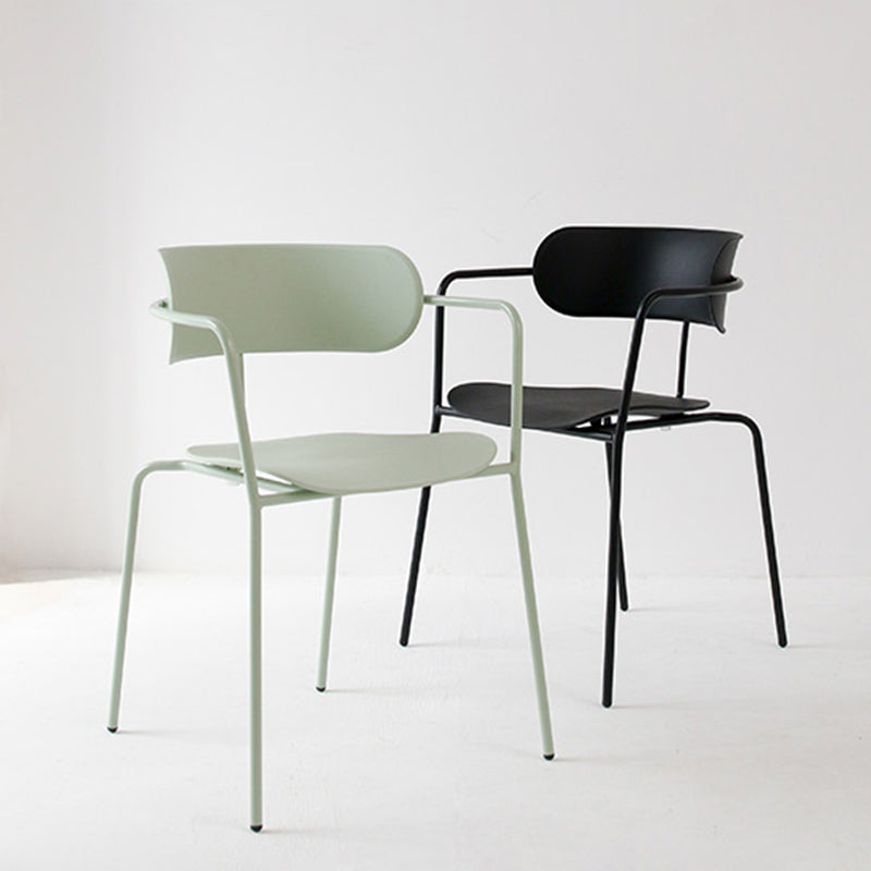 Industrial Style Kitchen Dining Chairs Dining Stackable Arm Chairs with Metal Legs (Set of 4) Clearhalo ' kitchen&dining_furn' 'Dining Chairs' 'Dining Tables & Seating' 'dining_chair' 'furn' 'furn_dining_chair' 'Furniture' 'furniture_dining_chair' 'Kitchen & Dining Furniture' 'kitchen' 3999057