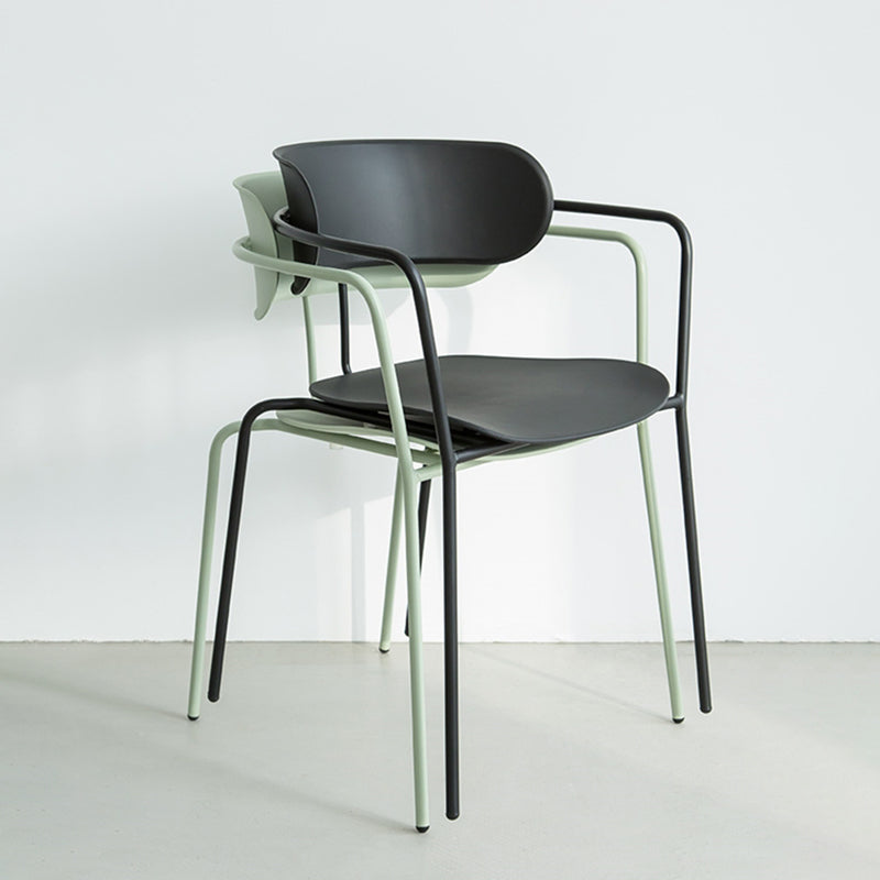 Industrial Style Kitchen Dining Chairs Dining Stackable Arm Chairs with Metal Legs (Set of 4) Clearhalo ' kitchen&dining_furn' 'Dining Chairs' 'Dining Tables & Seating' 'dining_chair' 'furn' 'furn_dining_chair' 'Furniture' 'furniture_dining_chair' 'Kitchen & Dining Furniture' 'kitchen' 3999059