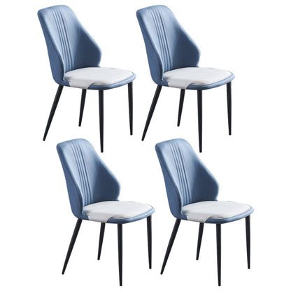 Contemporary Style Metal Chairs Set Dining Kitchen Solid Back Side Chair (Set of 4) Blue-White Clearhalo ' kitchen&dining_furn' 'Dining Chairs' 'Dining Tables & Seating' 'dining_chair' 'furn' 'furn_dining_chair' 'Furniture' 'furniture_dining_chair' 'Kitchen & Dining Furniture' 'kitchen' 3999062