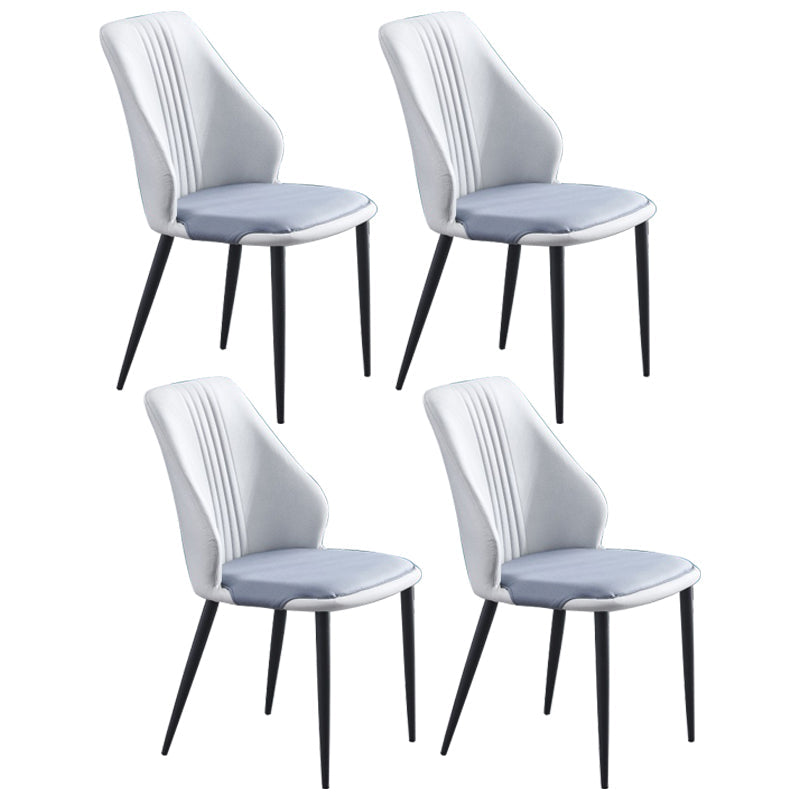 Contemporary Style Metal Chairs Set Dining Kitchen Solid Back Side Chair (Set of 4) White-Gray Clearhalo ' kitchen&dining_furn' 'Dining Chairs' 'Dining Tables & Seating' 'dining_chair' 'furn' 'furn_dining_chair' 'Furniture' 'furniture_dining_chair' 'Kitchen & Dining Furniture' 'kitchen' 3999065