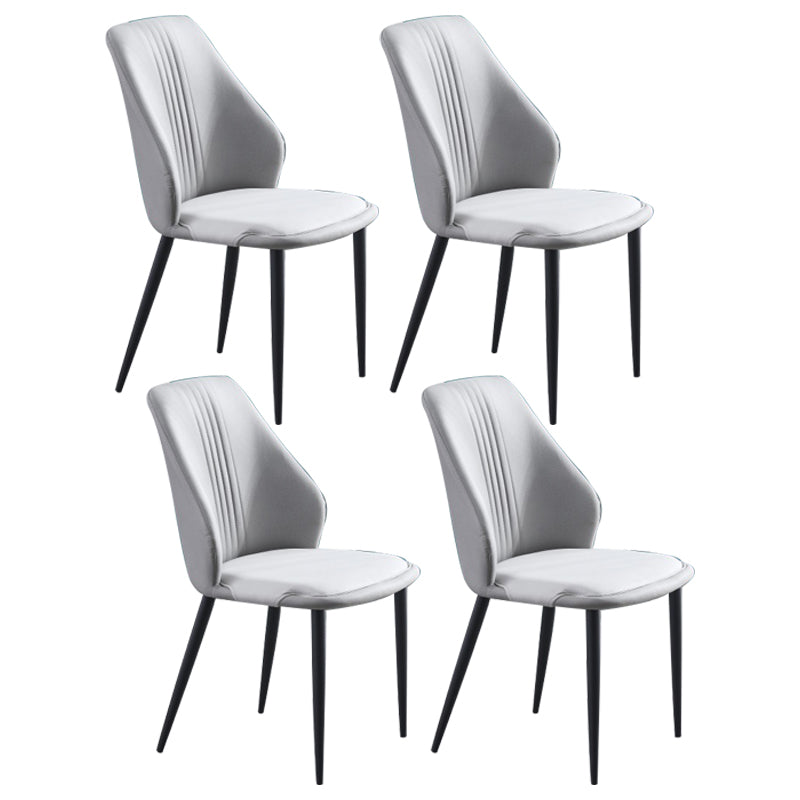 Contemporary Style Metal Chairs Set Dining Kitchen Solid Back Side Chair (Set of 4) Gray-White Clearhalo ' kitchen&dining_furn' 'Dining Chairs' 'Dining Tables & Seating' 'dining_chair' 'furn' 'furn_dining_chair' 'Furniture' 'furniture_dining_chair' 'Kitchen & Dining Furniture' 'kitchen' 3999067