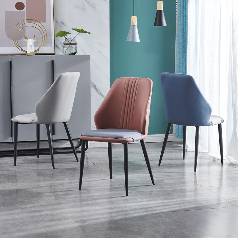 Contemporary Style Metal Chairs Set Dining Kitchen Solid Back Side Chair (Set of 4) Clearhalo ' kitchen&dining_furn' 'Dining Chairs' 'Dining Tables & Seating' 'dining_chair' 'furn' 'furn_dining_chair' 'Furniture' 'furniture_dining_chair' 'Kitchen & Dining Furniture' 'kitchen' 3999068