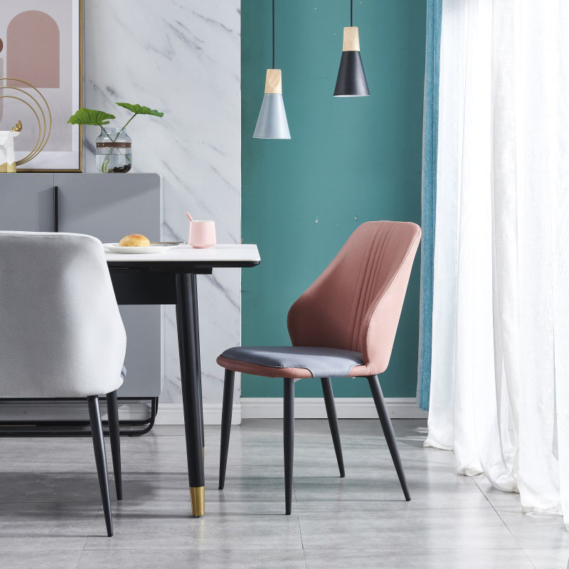 Contemporary Style Metal Chairs Set Dining Kitchen Solid Back Side Chair (Set of 4) Clearhalo ' kitchen&dining_furn' 'Dining Chairs' 'Dining Tables & Seating' 'dining_chair' 'furn' 'furn_dining_chair' 'Furniture' 'furniture_dining_chair' 'Kitchen & Dining Furniture' 'kitchen' 3999075