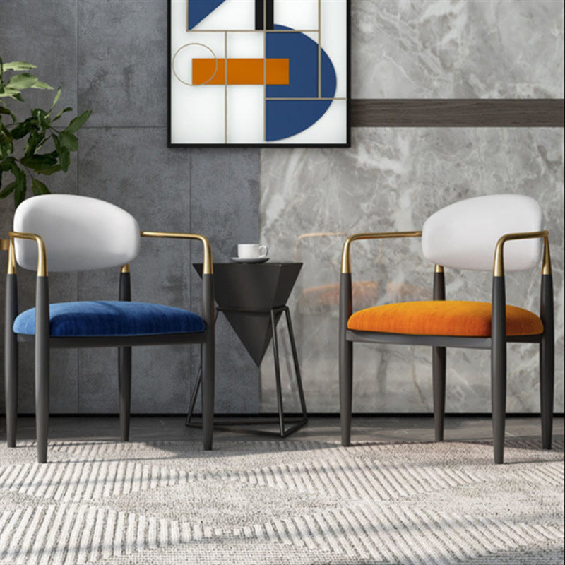 Scandinavian Style Metal Chairs Set Kitchen Dining Room Open Back Arm Chair Clearhalo ' kitchen&dining_furn' 'Dining Chairs' 'Dining Tables & Seating' 'dining_chair' 'furn' 'furn_dining_chair' 'Furniture' 'furniture_dining_chair' 'Kitchen & Dining Furniture' 'kitchen' 3999081