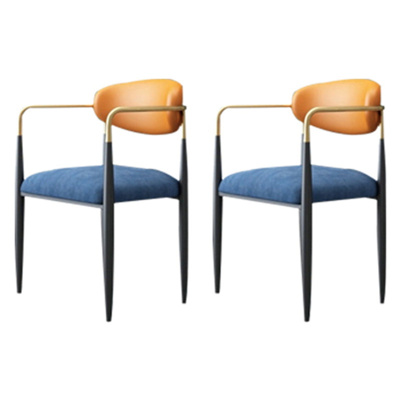 Scandinavian Style Metal Chairs Set Kitchen Dining Room Open Back Arm Chair Lake Blue 2 Piece Set Clearhalo ' kitchen&dining_furn' 'Dining Chairs' 'Dining Tables & Seating' 'dining_chair' 'furn' 'furn_dining_chair' 'Furniture' 'furniture_dining_chair' 'Kitchen & Dining Furniture' 'kitchen' 3999082