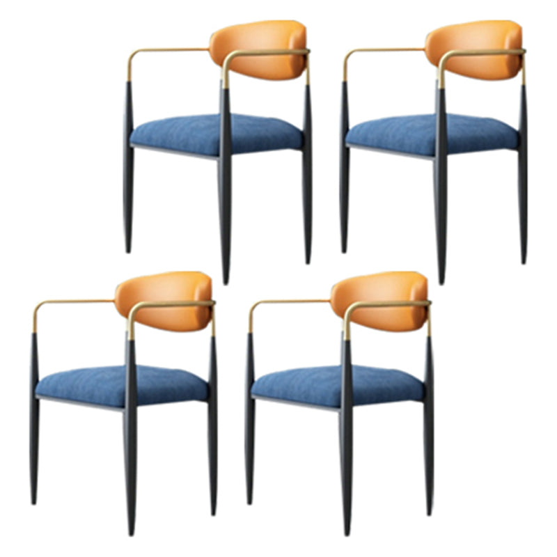 Scandinavian Style Metal Chairs Set Kitchen Dining Room Open Back Arm Chair Lake Blue 4 Piece Set Clearhalo ' kitchen&dining_furn' 'Dining Chairs' 'Dining Tables & Seating' 'dining_chair' 'furn' 'furn_dining_chair' 'Furniture' 'furniture_dining_chair' 'Kitchen & Dining Furniture' 'kitchen' 3999084