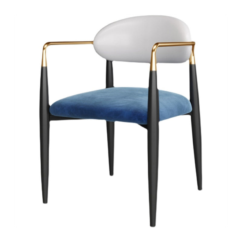 Scandinavian Style Metal Chairs Set Kitchen Dining Room Open Back Arm Chair Blue 1 Piece Clearhalo ' kitchen&dining_furn' 'Dining Chairs' 'Dining Tables & Seating' 'dining_chair' 'furn' 'furn_dining_chair' 'Furniture' 'furniture_dining_chair' 'Kitchen & Dining Furniture' 'kitchen' 3999085