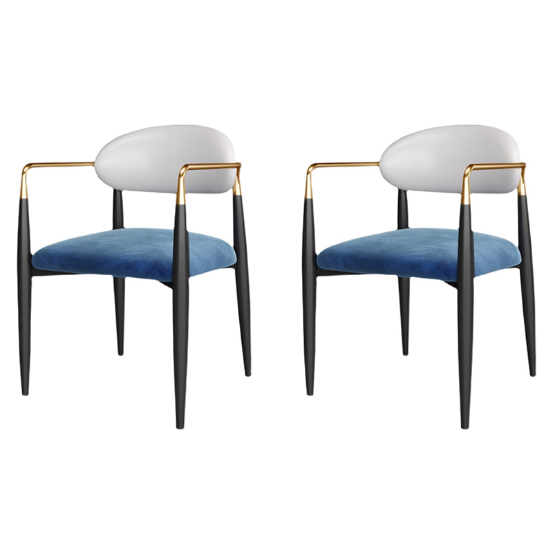 Scandinavian Style Metal Chairs Set Kitchen Dining Room Open Back Arm Chair Blue 2 Piece Set Clearhalo ' kitchen&dining_furn' 'Dining Chairs' 'Dining Tables & Seating' 'dining_chair' 'furn' 'furn_dining_chair' 'Furniture' 'furniture_dining_chair' 'Kitchen & Dining Furniture' 'kitchen' 3999088
