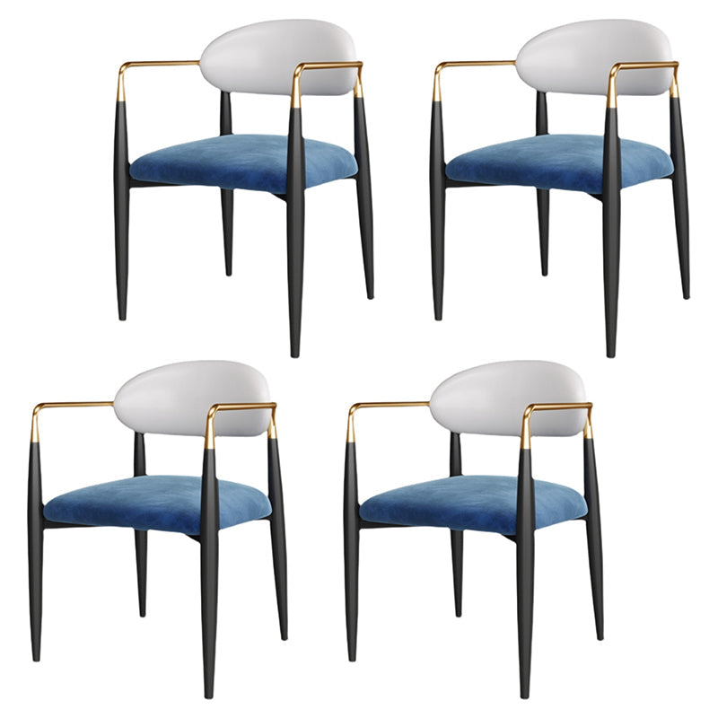 Scandinavian Style Metal Chairs Set Kitchen Dining Room Open Back Arm Chair Blue 4 Piece Set Clearhalo ' kitchen&dining_furn' 'Dining Chairs' 'Dining Tables & Seating' 'dining_chair' 'furn' 'furn_dining_chair' 'Furniture' 'furniture_dining_chair' 'Kitchen & Dining Furniture' 'kitchen' 3999089