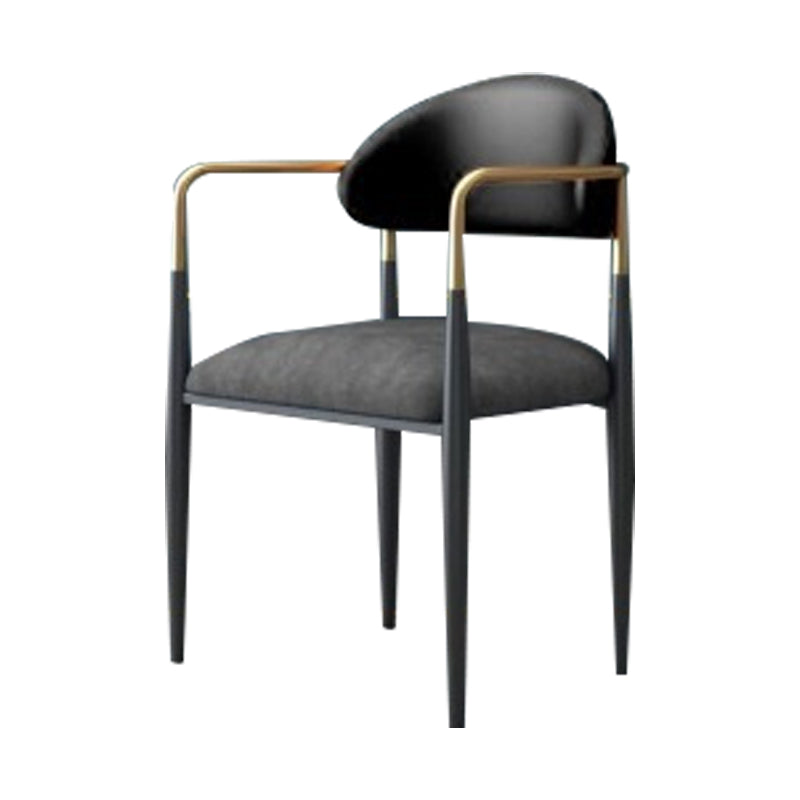 Scandinavian Style Metal Chairs Set Kitchen Dining Room Open Back Arm Chair Dark Gray 1 Piece Clearhalo ' kitchen&dining_furn' 'Dining Chairs' 'Dining Tables & Seating' 'dining_chair' 'furn' 'furn_dining_chair' 'Furniture' 'furniture_dining_chair' 'Kitchen & Dining Furniture' 'kitchen' 3999091
