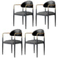 Scandinavian Style Metal Chairs Set Kitchen Dining Room Open Back Arm Chair Dark Gray 4 Piece Set Clearhalo ' kitchen&dining_furn' 'Dining Chairs' 'Dining Tables & Seating' 'dining_chair' 'furn' 'furn_dining_chair' 'Furniture' 'furniture_dining_chair' 'Kitchen & Dining Furniture' 'kitchen' 3999093