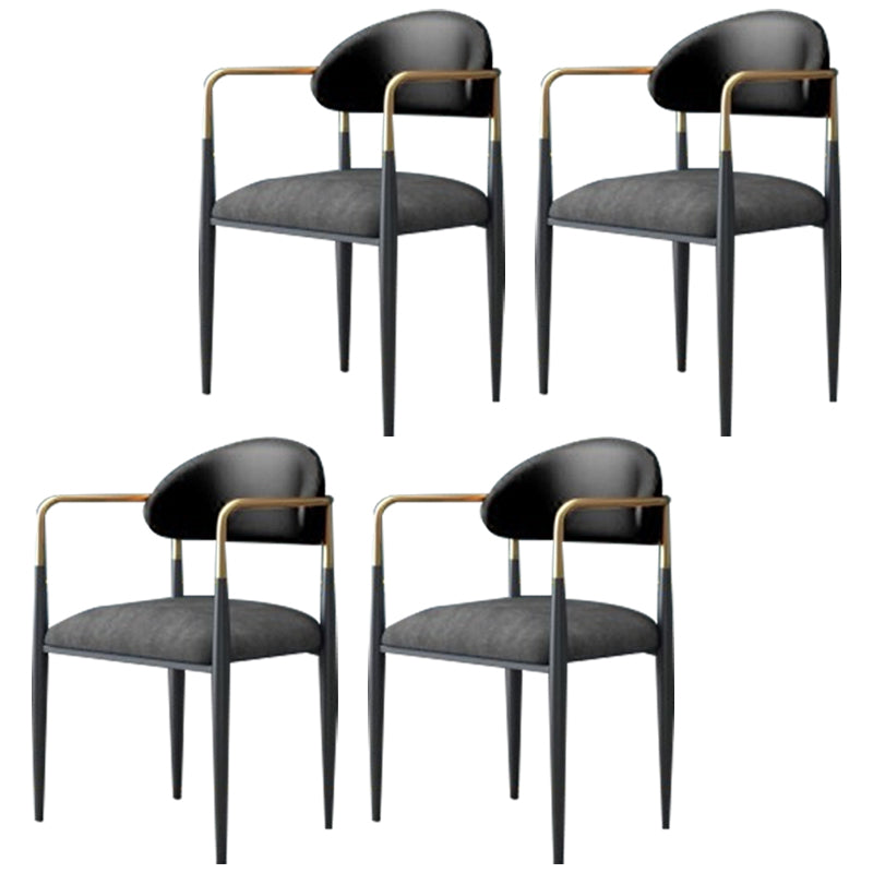 Scandinavian Style Metal Chairs Set Kitchen Dining Room Open Back Arm Chair Dark Gray 4 Piece Set Clearhalo ' kitchen&dining_furn' 'Dining Chairs' 'Dining Tables & Seating' 'dining_chair' 'furn' 'furn_dining_chair' 'Furniture' 'furniture_dining_chair' 'Kitchen & Dining Furniture' 'kitchen' 3999093
