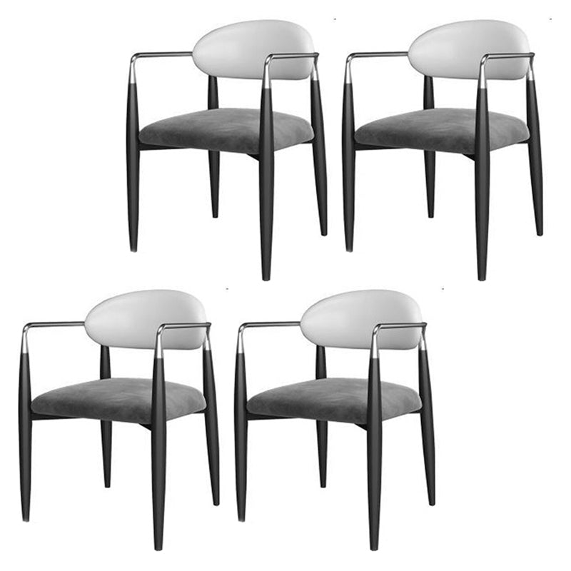 Scandinavian Style Metal Chairs Set Kitchen Dining Room Open Back Arm Chair Grey 4 Piece Set Clearhalo ' kitchen&dining_furn' 'Dining Chairs' 'Dining Tables & Seating' 'dining_chair' 'furn' 'furn_dining_chair' 'Furniture' 'furniture_dining_chair' 'Kitchen & Dining Furniture' 'kitchen' 3999096