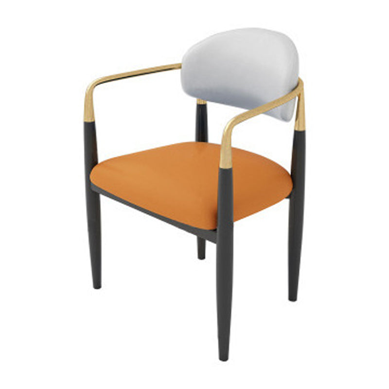 Scandinavian Style Metal Chairs Set Kitchen Dining Room Open Back Arm Chair Orange 1 Piece Clearhalo ' kitchen&dining_furn' 'Dining Chairs' 'Dining Tables & Seating' 'dining_chair' 'furn' 'furn_dining_chair' 'Furniture' 'furniture_dining_chair' 'Kitchen & Dining Furniture' 'kitchen' 3999097