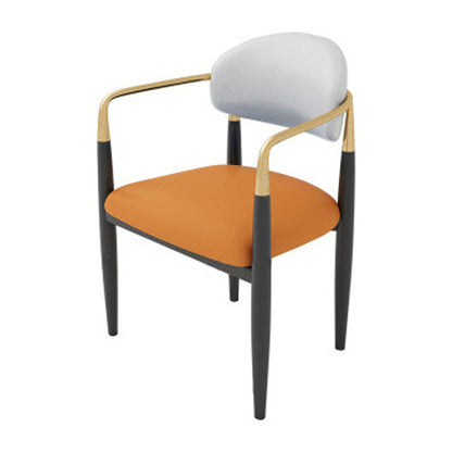 Scandinavian Style Metal Chairs Set Kitchen Dining Room Open Back Arm Chair Orange 1 Piece Clearhalo ' kitchen&dining_furn' 'Dining Chairs' 'Dining Tables & Seating' 'dining_chair' 'furn' 'furn_dining_chair' 'Furniture' 'furniture_dining_chair' 'Kitchen & Dining Furniture' 'kitchen' 3999097