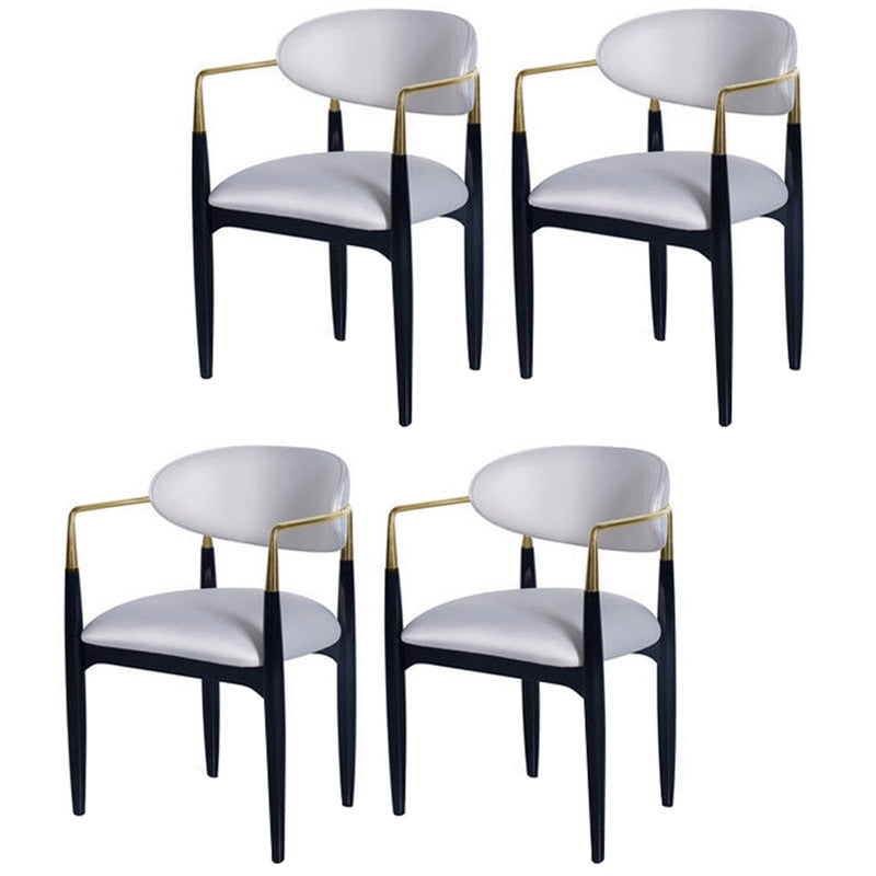 Scandinavian Style Metal Chairs Set Kitchen Dining Room Open Back Arm Chair White 4 Piece Set Clearhalo ' kitchen&dining_furn' 'Dining Chairs' 'Dining Tables & Seating' 'dining_chair' 'furn' 'furn_dining_chair' 'Furniture' 'furniture_dining_chair' 'Kitchen & Dining Furniture' 'kitchen' 3999102