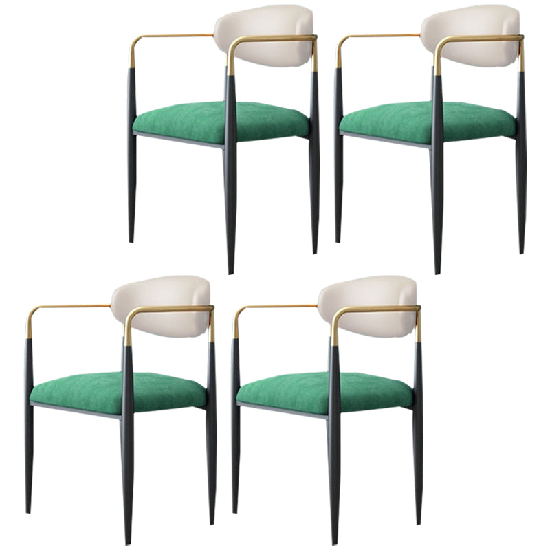 Scandinavian Style Metal Chairs Set Kitchen Dining Room Open Back Arm Chair Green 4 Piece Set Clearhalo ' kitchen&dining_furn' 'Dining Chairs' 'Dining Tables & Seating' 'dining_chair' 'furn' 'furn_dining_chair' 'Furniture' 'furniture_dining_chair' 'Kitchen & Dining Furniture' 'kitchen' 3999105