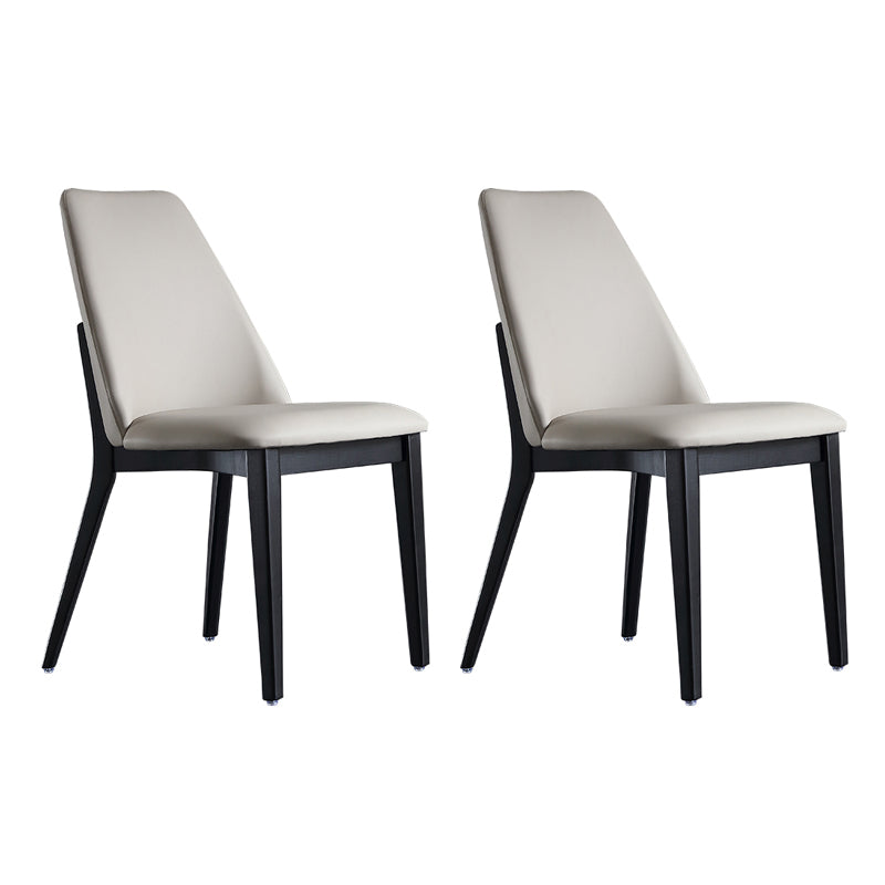 Industrial Leather Restaurant Side Chair Matte Finish Parsons Dining Chair (Set of 2) Cream Gray Clearhalo ' kitchen&dining_furn' 'Dining Chairs' 'Dining Tables & Seating' 'dining_chair' 'furn' 'furn_dining_chair' 'Furniture' 'furniture_dining_chair' 'Kitchen & Dining Furniture' 'kitchen' 3999109