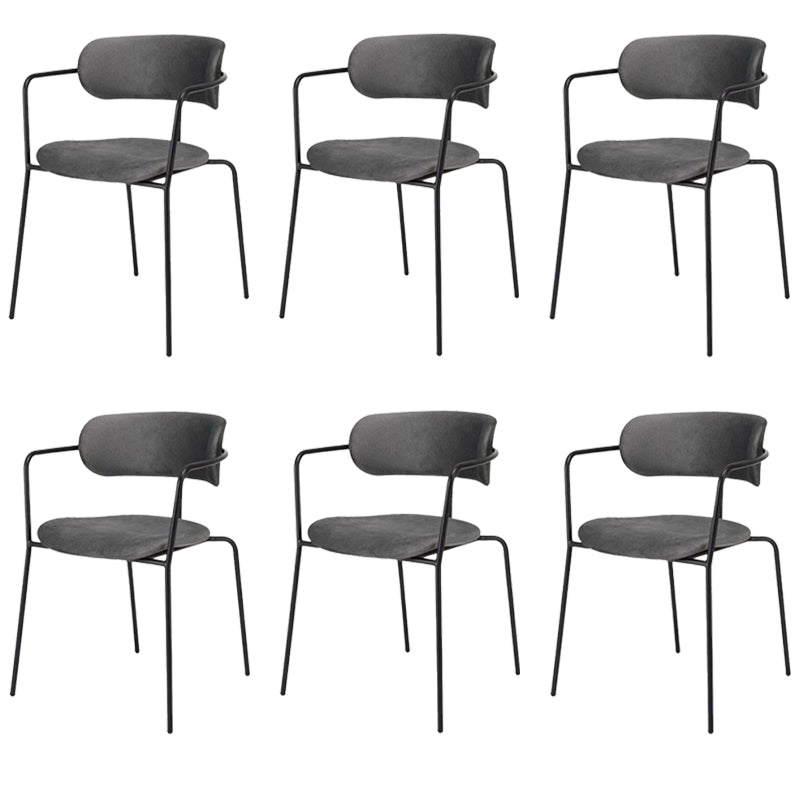 Industrial Style Metal Dining Chairs Stackable Dining Chairs for Kitchen Dark Gray 6 Piece Set Clearhalo ' kitchen&dining_furn' 'Dining Chairs' 'Dining Tables & Seating' 'dining_chair' 'furn' 'furn_dining_chair' 'Furniture' 'furniture_dining_chair' 'Kitchen & Dining Furniture' 'kitchen' 3999125