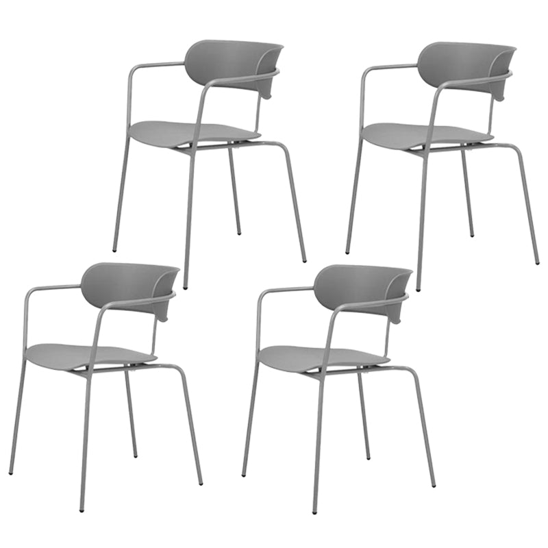 Industrial Style Metal Dining Chairs Stackable Dining Chairs for Kitchen Grey 4 Piece Set Clearhalo ' kitchen&dining_furn' 'Dining Chairs' 'Dining Tables & Seating' 'dining_chair' 'furn' 'furn_dining_chair' 'Furniture' 'furniture_dining_chair' 'Kitchen & Dining Furniture' 'kitchen' 3999129
