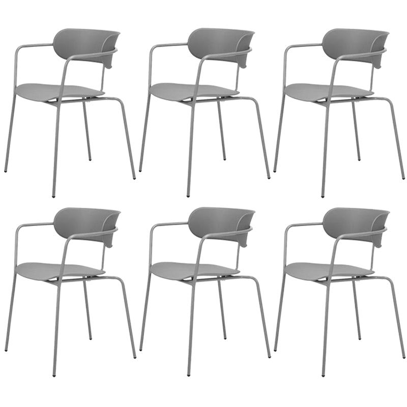 Industrial Style Metal Dining Chairs Stackable Dining Chairs for Kitchen Grey 6 Piece Set Clearhalo ' kitchen&dining_furn' 'Dining Chairs' 'Dining Tables & Seating' 'dining_chair' 'furn' 'furn_dining_chair' 'Furniture' 'furniture_dining_chair' 'Kitchen & Dining Furniture' 'kitchen' 3999131
