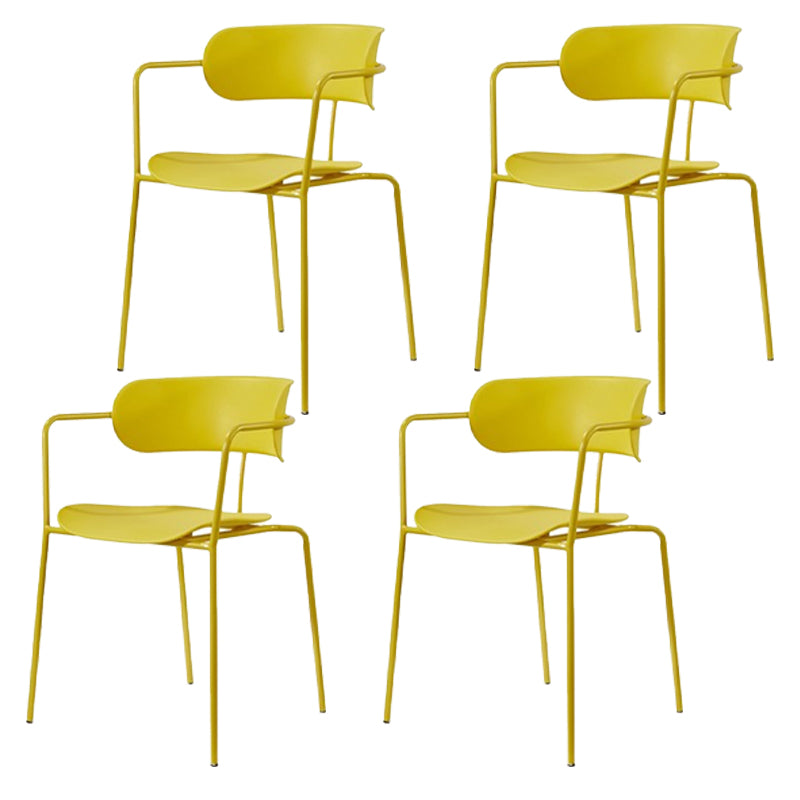 Industrial Style Metal Dining Chairs Stackable Dining Chairs for Kitchen Yellow 4 Piece Set Clearhalo ' kitchen&dining_furn' 'Dining Chairs' 'Dining Tables & Seating' 'dining_chair' 'furn' 'furn_dining_chair' 'Furniture' 'furniture_dining_chair' 'Kitchen & Dining Furniture' 'kitchen' 3999135