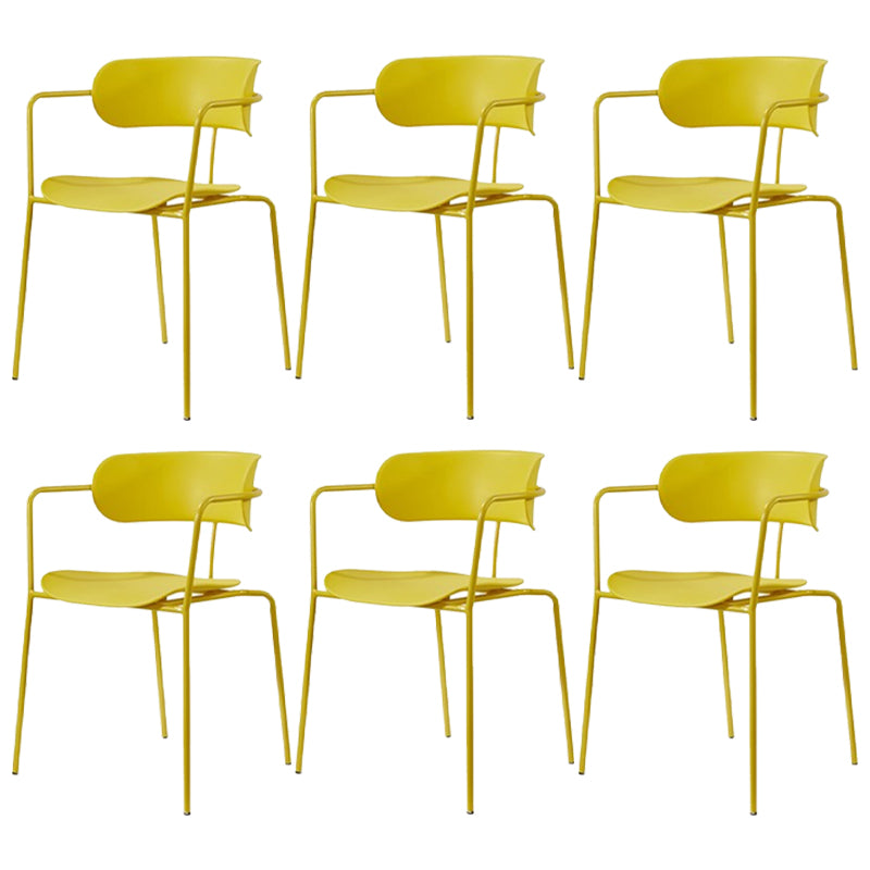 Industrial Style Metal Dining Chairs Stackable Dining Chairs for Kitchen Yellow 6 Piece Set Clearhalo ' kitchen&dining_furn' 'Dining Chairs' 'Dining Tables & Seating' 'dining_chair' 'furn' 'furn_dining_chair' 'Furniture' 'furniture_dining_chair' 'Kitchen & Dining Furniture' 'kitchen' 3999138