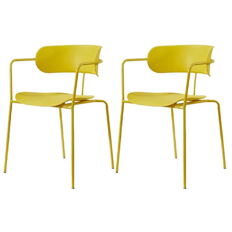 Industrial Style Metal Dining Chairs Stackable Dining Chairs for Kitchen Yellow 2 Piece Set Clearhalo ' kitchen&dining_furn' 'Dining Chairs' 'Dining Tables & Seating' 'dining_chair' 'furn' 'furn_dining_chair' 'Furniture' 'furniture_dining_chair' 'Kitchen & Dining Furniture' 'kitchen' 3999139