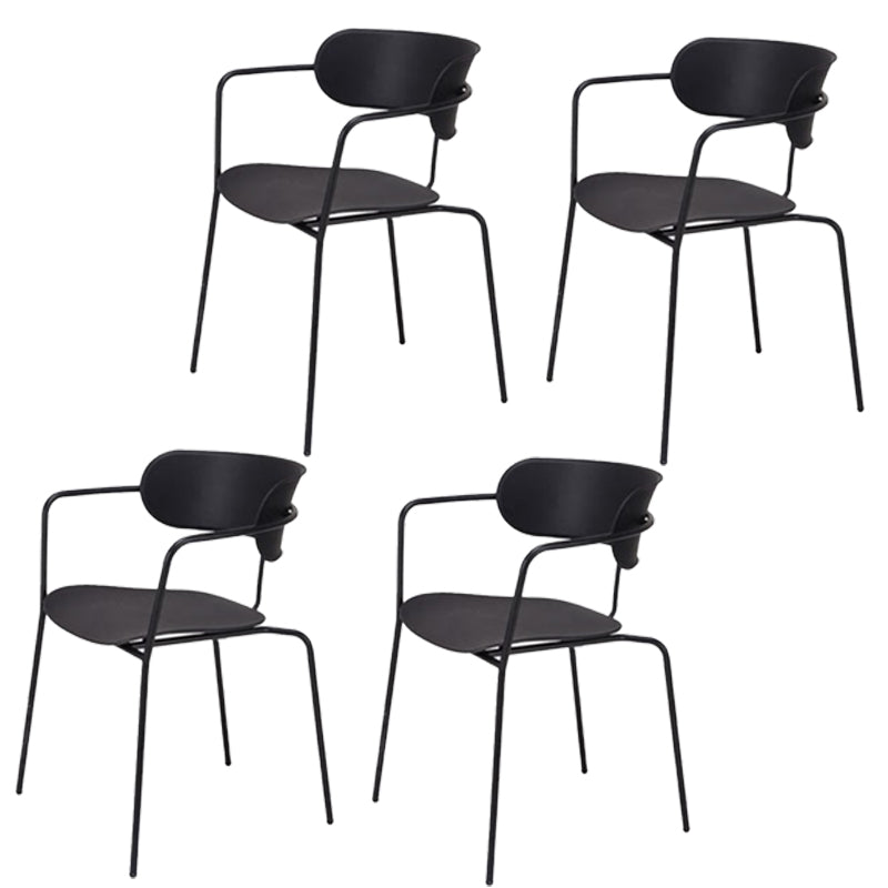 Industrial Style Metal Dining Chairs Stackable Dining Chairs for Kitchen Black 4 Piece Set Clearhalo ' kitchen&dining_furn' 'Dining Chairs' 'Dining Tables & Seating' 'dining_chair' 'furn' 'furn_dining_chair' 'Furniture' 'furniture_dining_chair' 'Kitchen & Dining Furniture' 'kitchen' 3999145