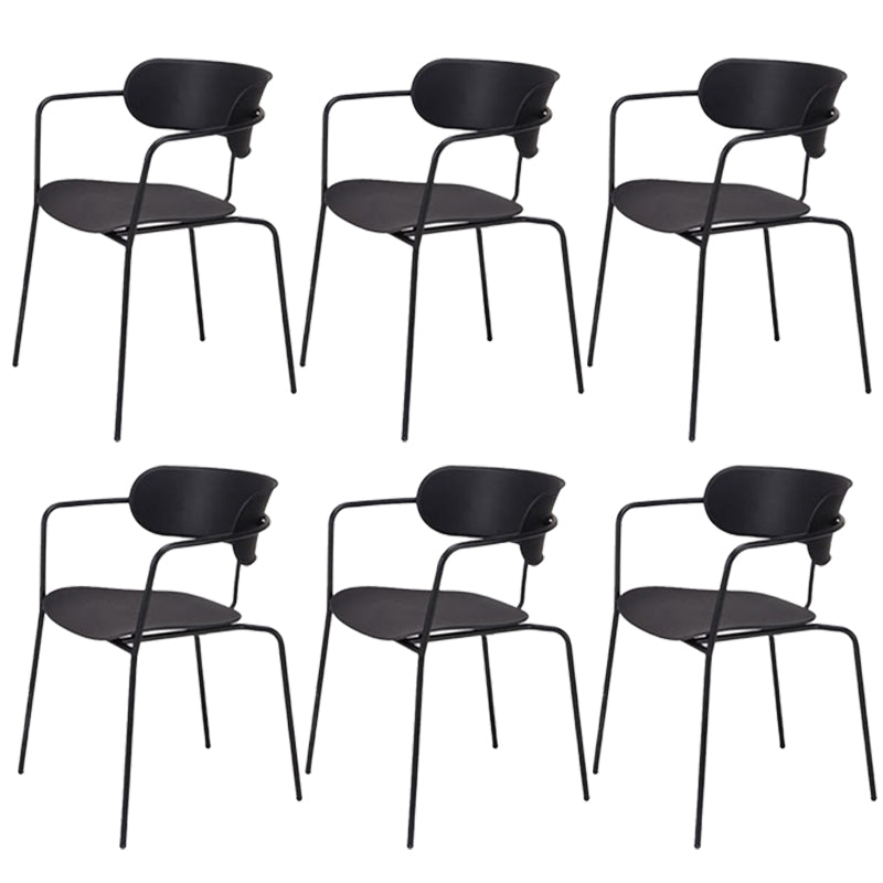 Industrial Style Metal Dining Chairs Stackable Dining Chairs for Kitchen Black 6 Piece Set Clearhalo ' kitchen&dining_furn' 'Dining Chairs' 'Dining Tables & Seating' 'dining_chair' 'furn' 'furn_dining_chair' 'Furniture' 'furniture_dining_chair' 'Kitchen & Dining Furniture' 'kitchen' 3999146