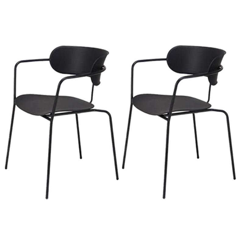 Industrial Style Metal Dining Chairs Stackable Dining Chairs for Kitchen Black 2 Piece Set Clearhalo ' kitchen&dining_furn' 'Dining Chairs' 'Dining Tables & Seating' 'dining_chair' 'furn' 'furn_dining_chair' 'Furniture' 'furniture_dining_chair' 'Kitchen & Dining Furniture' 'kitchen' 3999147