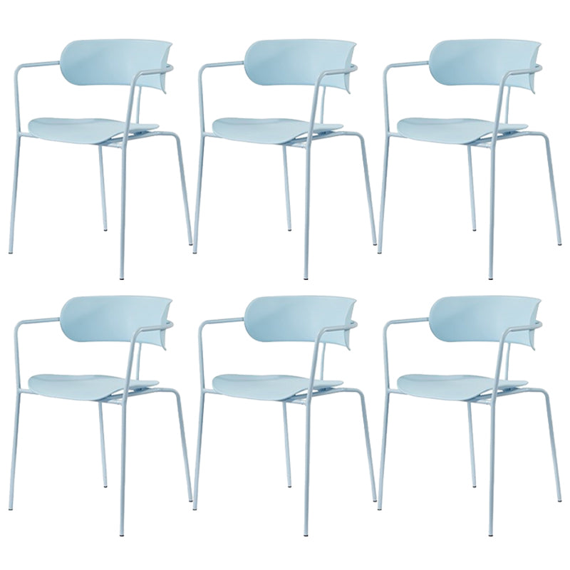 Industrial Style Metal Dining Chairs Stackable Dining Chairs for Kitchen Blue 6 Piece Set Clearhalo ' kitchen&dining_furn' 'Dining Chairs' 'Dining Tables & Seating' 'dining_chair' 'furn' 'furn_dining_chair' 'Furniture' 'furniture_dining_chair' 'Kitchen & Dining Furniture' 'kitchen' 3999149