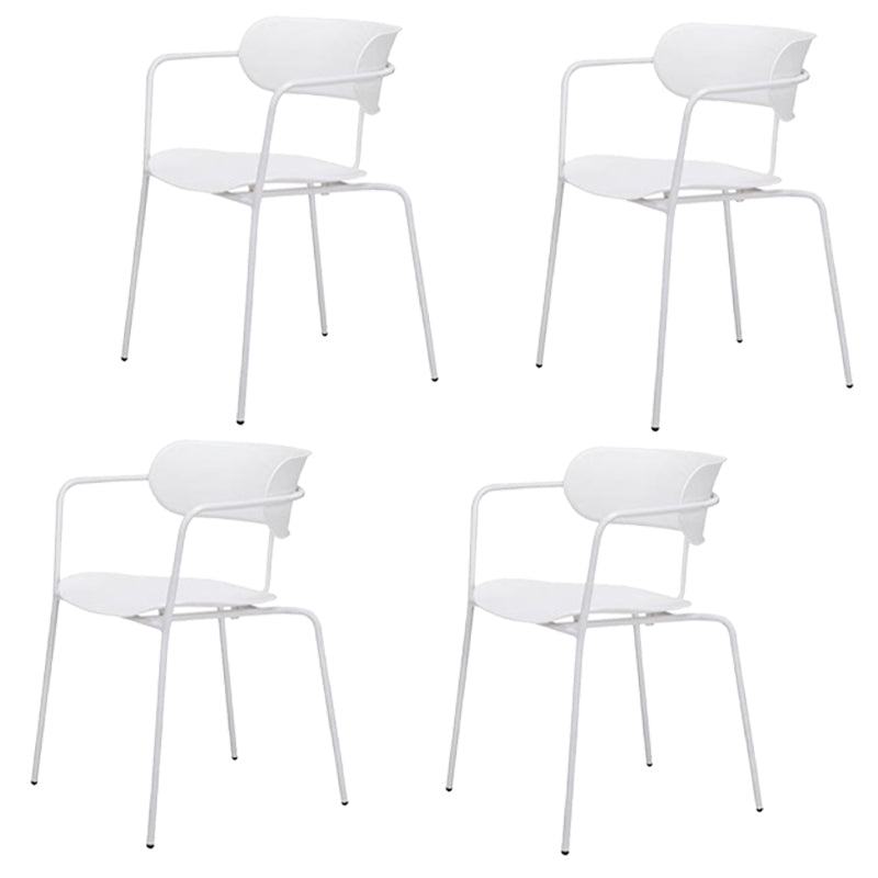 Industrial Style Metal Dining Chairs Stackable Dining Chairs for Kitchen White 4 Piece Set Clearhalo ' kitchen&dining_furn' 'Dining Chairs' 'Dining Tables & Seating' 'dining_chair' 'furn' 'furn_dining_chair' 'Furniture' 'furniture_dining_chair' 'Kitchen & Dining Furniture' 'kitchen' 3999154