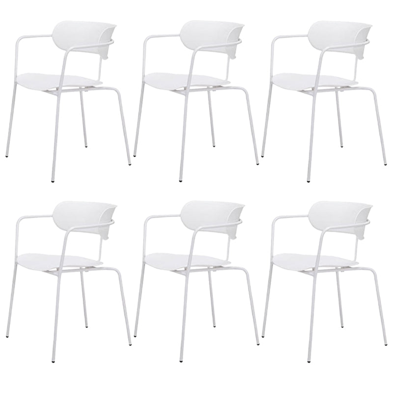 Industrial Style Metal Dining Chairs Stackable Dining Chairs for Kitchen White 6 Piece Set Clearhalo ' kitchen&dining_furn' 'Dining Chairs' 'Dining Tables & Seating' 'dining_chair' 'furn' 'furn_dining_chair' 'Furniture' 'furniture_dining_chair' 'Kitchen & Dining Furniture' 'kitchen' 3999155