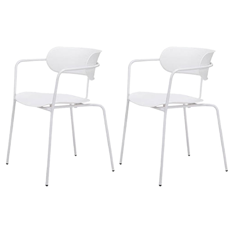 Industrial Style Metal Dining Chairs Stackable Dining Chairs for Kitchen White 2 Piece Set Clearhalo ' kitchen&dining_furn' 'Dining Chairs' 'Dining Tables & Seating' 'dining_chair' 'furn' 'furn_dining_chair' 'Furniture' 'furniture_dining_chair' 'Kitchen & Dining Furniture' 'kitchen' 3999156