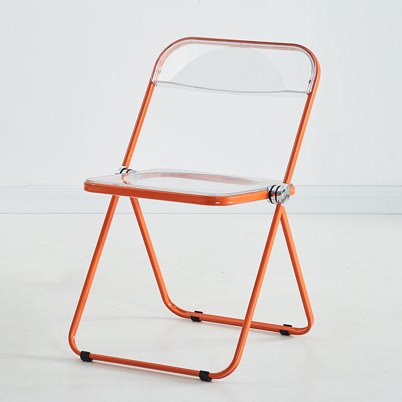 Modern Indoor-Outdoor Chair Home Metal Side Chair Folding Open Back Dining Side Chair Orange 1 Piece Clearhalo ' kitchen&dining_furn' 'Dining Chairs' 'Dining Tables & Seating' 'dining_chair' 'furn' 'furn_dining_chair' 'Furniture' 'furniture_dining_chair' 'Kitchen & Dining Furniture' 'kitchen' 3999162