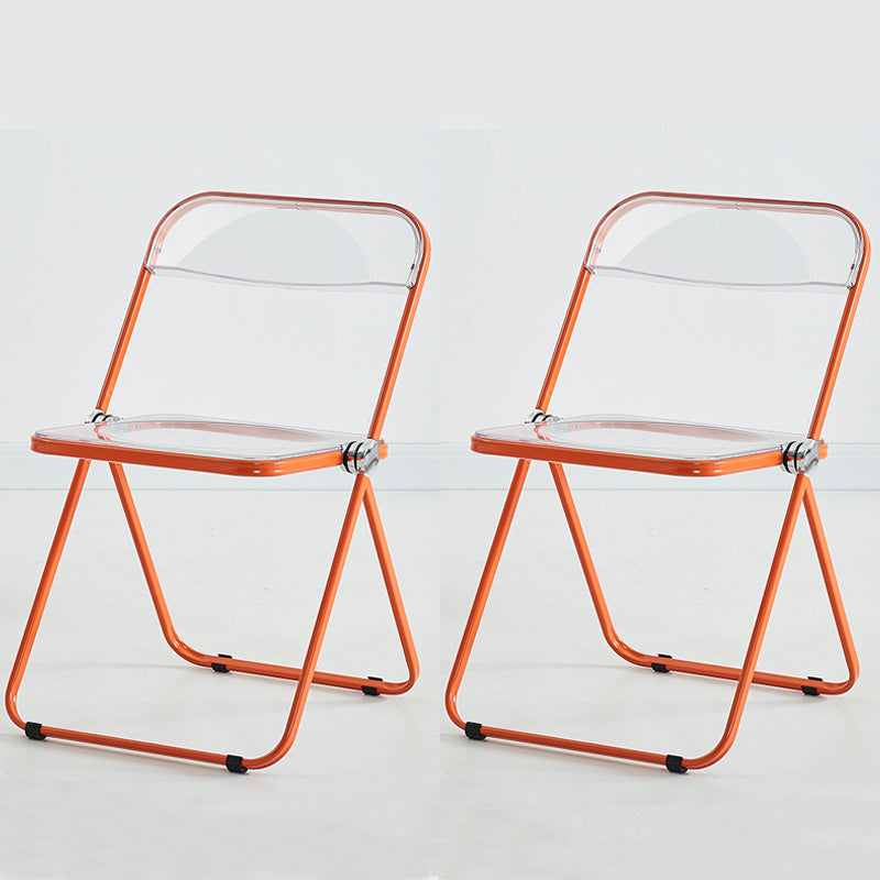 Modern Indoor-Outdoor Chair Home Metal Side Chair Folding Open Back Dining Side Chair Orange 2 Piece Set Clearhalo ' kitchen&dining_furn' 'Dining Chairs' 'Dining Tables & Seating' 'dining_chair' 'furn' 'furn_dining_chair' 'Furniture' 'furniture_dining_chair' 'Kitchen & Dining Furniture' 'kitchen' 3999164
