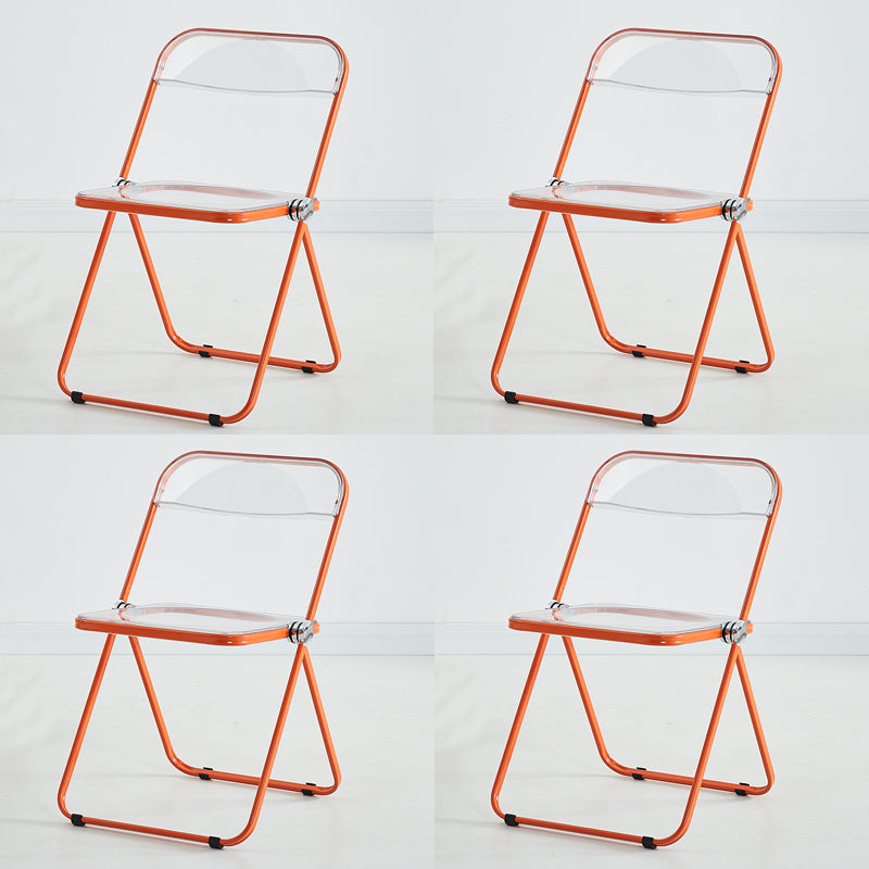 Modern Indoor-Outdoor Chair Home Metal Side Chair Folding Open Back Dining Side Chair Orange 4 Piece Set Clearhalo ' kitchen&dining_furn' 'Dining Chairs' 'Dining Tables & Seating' 'dining_chair' 'furn' 'furn_dining_chair' 'Furniture' 'furniture_dining_chair' 'Kitchen & Dining Furniture' 'kitchen' 3999165