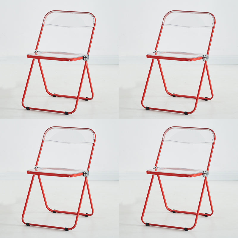 Modern Indoor-Outdoor Chair Home Metal Side Chair Folding Open Back Dining Side Chair Red 4 Piece Set Clearhalo ' kitchen&dining_furn' 'Dining Chairs' 'Dining Tables & Seating' 'dining_chair' 'furn' 'furn_dining_chair' 'Furniture' 'furniture_dining_chair' 'Kitchen & Dining Furniture' 'kitchen' 3999171