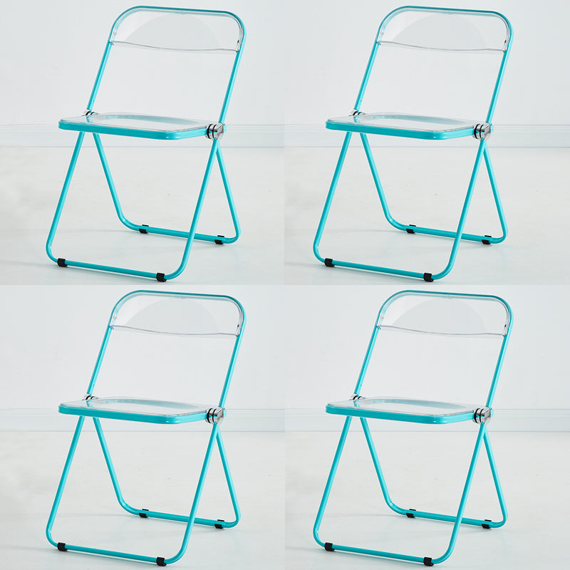 Modern Indoor-Outdoor Chair Home Metal Side Chair Folding Open Back Dining Side Chair Lake Blue 4 Piece Set Clearhalo ' kitchen&dining_furn' 'Dining Chairs' 'Dining Tables & Seating' 'dining_chair' 'furn' 'furn_dining_chair' 'Furniture' 'furniture_dining_chair' 'Kitchen & Dining Furniture' 'kitchen' 3999178