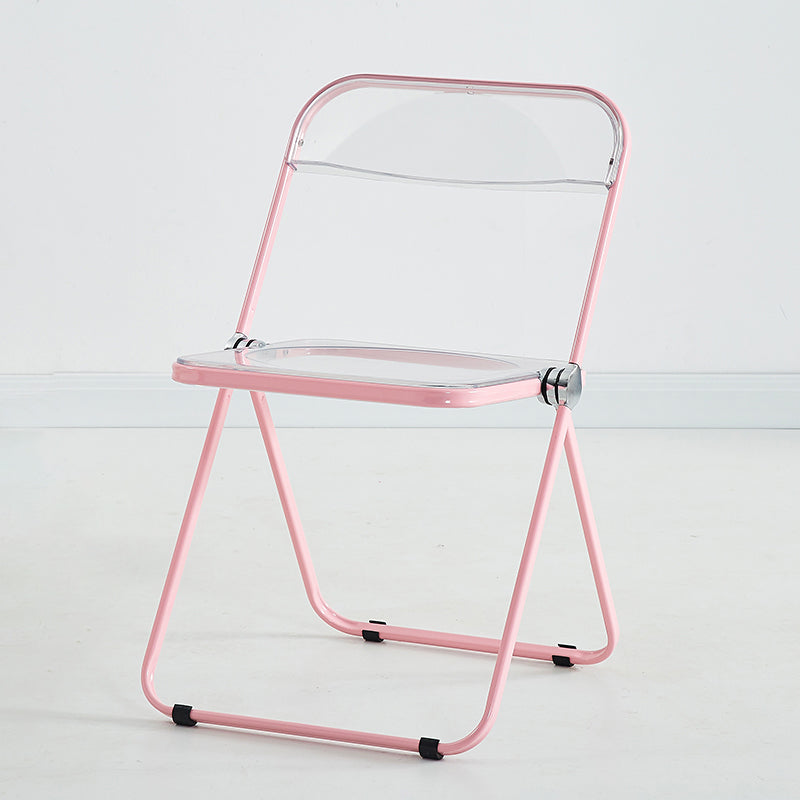 Modern Indoor-Outdoor Chair Home Metal Side Chair Folding Open Back Dining Side Chair Pink 1 Piece Clearhalo ' kitchen&dining_furn' 'Dining Chairs' 'Dining Tables & Seating' 'dining_chair' 'furn' 'furn_dining_chair' 'Furniture' 'furniture_dining_chair' 'Kitchen & Dining Furniture' 'kitchen' 3999180