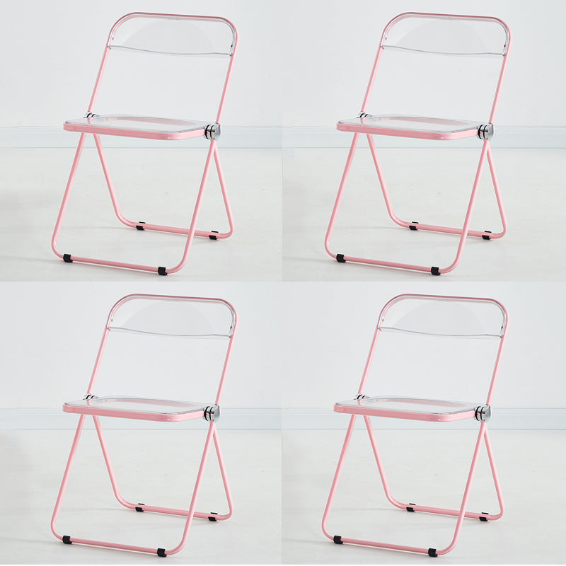Modern Indoor-Outdoor Chair Home Metal Side Chair Folding Open Back Dining Side Chair Pink 4 Piece Set Clearhalo ' kitchen&dining_furn' 'Dining Chairs' 'Dining Tables & Seating' 'dining_chair' 'furn' 'furn_dining_chair' 'Furniture' 'furniture_dining_chair' 'Kitchen & Dining Furniture' 'kitchen' 3999182