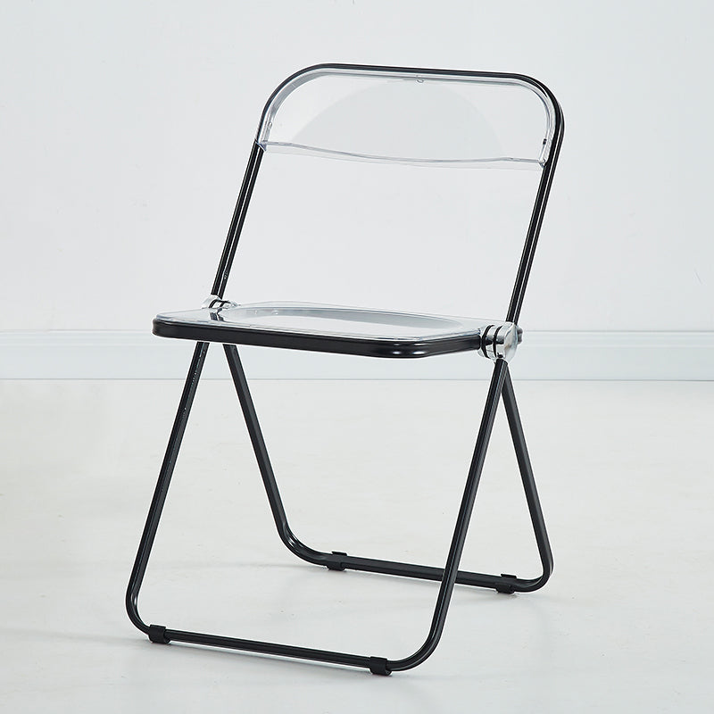 Modern Indoor-Outdoor Chair Home Metal Side Chair Folding Open Back Dining Side Chair Black 1 Piece Clearhalo ' kitchen&dining_furn' 'Dining Chairs' 'Dining Tables & Seating' 'dining_chair' 'furn' 'furn_dining_chair' 'Furniture' 'furniture_dining_chair' 'Kitchen & Dining Furniture' 'kitchen' 3999186