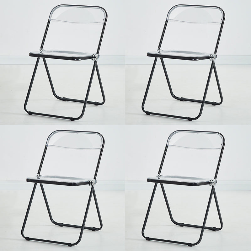 Modern Indoor-Outdoor Chair Home Metal Side Chair Folding Open Back Dining Side Chair Black 4 Piece Set Clearhalo ' kitchen&dining_furn' 'Dining Chairs' 'Dining Tables & Seating' 'dining_chair' 'furn' 'furn_dining_chair' 'Furniture' 'furniture_dining_chair' 'Kitchen & Dining Furniture' 'kitchen' 3999188