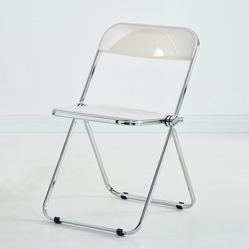 Modern Indoor-Outdoor Chair Home Metal Side Chair Folding Open Back Dining Side Chair Off-White 1 Piece Clearhalo ' kitchen&dining_furn' 'Dining Chairs' 'Dining Tables & Seating' 'dining_chair' 'furn' 'furn_dining_chair' 'Furniture' 'furniture_dining_chair' 'Kitchen & Dining Furniture' 'kitchen' 3999189