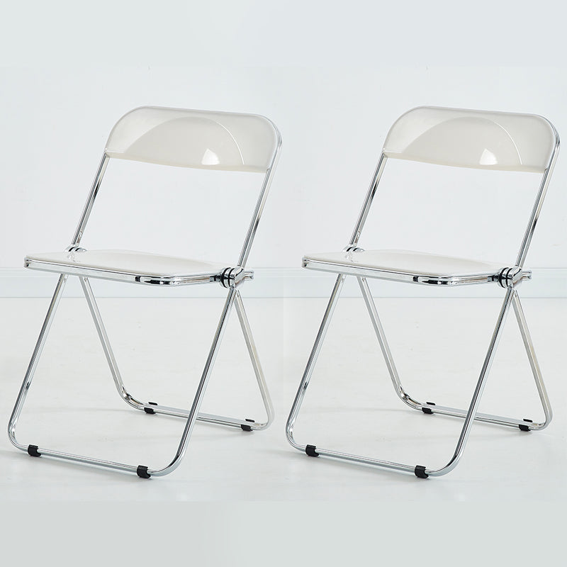 Modern Indoor-Outdoor Chair Home Metal Side Chair Folding Open Back Dining Side Chair Off-White 2 Piece Set Clearhalo ' kitchen&dining_furn' 'Dining Chairs' 'Dining Tables & Seating' 'dining_chair' 'furn' 'furn_dining_chair' 'Furniture' 'furniture_dining_chair' 'Kitchen & Dining Furniture' 'kitchen' 3999190